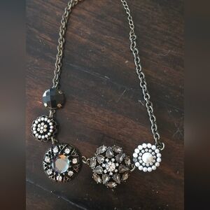Lia Sophia Black and Silver Floral Necklace